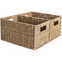 StorageWorks Seagrass Storage Baskets Rectangular Wicker Baskets with Built-in Handles Medium 13 ¼ x 8 ¼ x 7 inches 2-Pack - B92T4DAPA