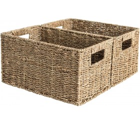 StorageWorks Seagrass Storage Baskets Rectangular Wicker Baskets with Built-in Handles Medium 13 ¼ x 8 ¼ x 7 inches 2-Pack - B92T4DAPA