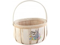 The Lakeside Collection Wooden Easter Basket with Screen Print Motif and Carrying Handle - BF0IH9DI3