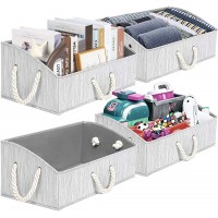 TomCare 4-Pack Storage Baskets Foldable Trapezoid Storage Box Fabric Cube Storage Box Storage Cubes with Durable Rope Handles Cube Organizer Storage Containers for Living Room Bedroom Office Grey - BSD0WW6XI