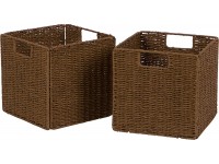 Trademark Innovations 10.5" Woven Storage Cube Basket Bin with Iron Wire Frame Set of 2 - B91IT4JB8