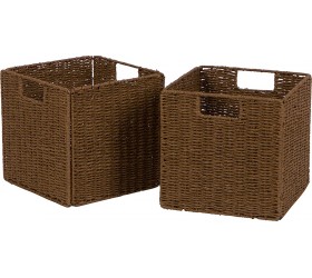 Trademark Innovations 10.5 Woven Storage Cube Basket Bin with Iron Wire Frame Set of 2 - B91IT4JB8