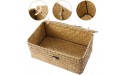 Vosarea Rattan Storage Basket,Straw Seaweed Basket Hand-Woven Storage Basket Multipurpose Container with Lid for Desktop Home Decor 9inch - B03B21B0J