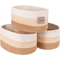 voten Closet Shelves Cube Shelf Storage Baskets Bins 3 Packs,Durable&Stylish Woven Cotton Rope Organizer Basket for Home Nursery Organizing,Oval 13.7x9.8x7.9’’ 3-Tone Honey - BUHMTSXVX