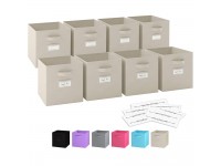 11 Inch Storage Cubes Set Of 8 Storage Baskets | Features Dual Handles & 10 Label Window Cards | Cube Storage Bins | Foldable Fabric Closet Shelf Organizer | Drawer Organizers And Storage Beige - BOCPKAQZP