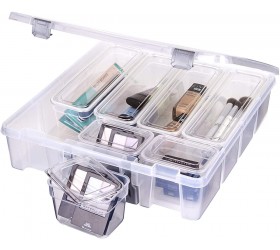 AB Designs 6967ABD Super Satchel with 9 Mixed Bins Inside Stackable Home Storage Organization Container Clear with Sliver Latches and Handle - BSLT9GQ2B