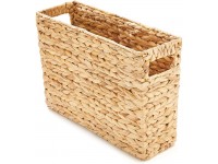 Americanflat Hand-Woven Water Hyacinth Magazine Basket with Handles Versatile Home or Office Storage 15 L x 5 W x 10 H inches - B12RBXLC1