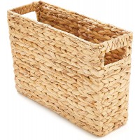 Americanflat Hand-Woven Water Hyacinth Magazine Basket with Handles Versatile Home or Office Storage 15 L x 5 W x 10 H inches - B12RBXLC1