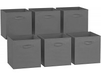 C&AHOME Cube Storage Bins 6-Pack Foldable Fabric Storage Cubes Baskets Containers Drawers with Dual Handles Toys Closet Storage Box for Organizing Shelf 10.5" L x 10.5" W x 11" H Dark Grey - BM53AMGCY