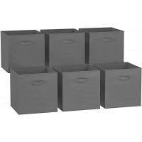 C&AHOME Cube Storage Bins 6-Pack Foldable Fabric Storage Cubes Baskets Containers Drawers with Dual Handles Toys Closet Storage Box for Organizing Shelf 10.5" L x 10.5" W x 11" H Dark Grey - BM53AMGCY