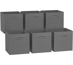 C&AHOME Cube Storage Bins 6-Pack Foldable Fabric Storage Cubes Baskets Containers Drawers with Dual Handles Toys Closet Storage Box for Organizing Shelf 10.5 L x 10.5 W x 11 H Dark Grey - BM53AMGCY