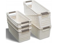 Citylife 6 PCS Plastic Storage Baskets for Shelves Small Storage Bins for Closet Shelf Pantry Organizing Off-White - BSGYUP0PF