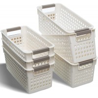 Citylife 6 PCS Plastic Storage Baskets for Shelves Small Storage Bins for Closet Shelf Pantry Organizing Off-White - BSGYUP0PF