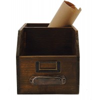 Creative Co-Op 2-Section Wood Bin with Handle & Label Holder - B3V95TJSD