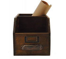 Creative Co-Op 2-Section Wood Bin with Handle & Label Holder - B3V95TJSD