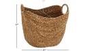 Deco 79 Large Seagrass Woven Wicker Basket with Arched Handles Rustic Natural Brown Finish as Coastal Decorative Accent or Storage 21 W x 17 L x 17 H - B096L64QL