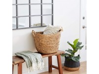 Deco 79 Large Seagrass Woven Wicker Basket with Arched Handles Rustic Natural Brown Finish as Coastal Decorative Accent or Storage 21" W x 17" L x 17" H - B096L64QL