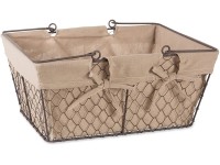 DII Farmhouse Chicken Wire Egg Basket Storage Baskets with Liner Natural 16x12x7.88 - BB84QIUS4