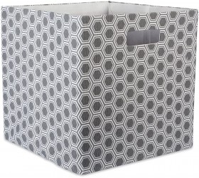 DII Hard Sided Collapsible Fabric Storage Container for Nursery Offices & Home Organization 13x13x13 Honeycomb Gray - BL9EVT6WM