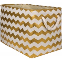 DII Polyester Container with Handles Chevron Storage Bin Large Gold - BZH8PEM8L