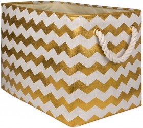 DII Polyester Container with Handles Chevron Storage Bin Large Gold - BZH8PEM8L