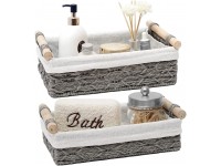 Duoer Round Paper Rope Storage Basket Wicker Baskets for Organizing with Handle Decorative Storage Bins for Countertop Toilet Paper Basket for Toilet Tank Top Small Baskets Set Set of 2,Grey - BB1CGTG4N