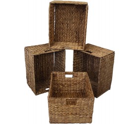 eHemco Rectangular Water Hyacinth Storage Baskets with Iron Wire Frame Natural Set of 4 - BLPD9WJZ2