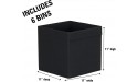 Household Essentials 86-1 Foldable Fabric Storage Bins | Set of 6 Cubby Cubes with Flap Handle Black - B70LL84BT
