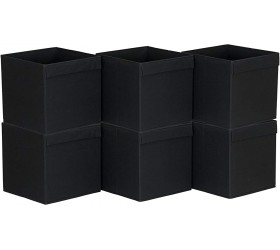 Household Essentials 86-1 Foldable Fabric Storage Bins | Set of 6 Cubby Cubes with Flap Handle Black - B70LL84BT
