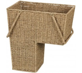 Household Essentials ML-5647 Seagrass Wicker Stair Step Basket with Handle | Natural Brown - BRFNPGX8Y