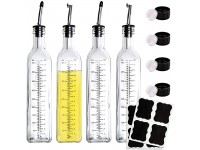 Kingrol 4-Pack 17 oz Glass Oil Dispenser Bottles Clear Oil & Vinegar Cruets with Stainless Steel Pourer Spouts & Chalkboard Labels - BDJJ25LXU