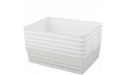 Lesbin Plastic Storage Trays Baskets Organizing Baskets 13.2 Inches x 9.6 Inches x 3.6 Inches Set of 6 White - BQB7I4HXR