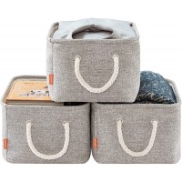 Lifewit Storage Baskets for Shelves Fabric Storage Bins for Organizing Decorative Closet bins with Handles for Living Room Utility Room 14.6 x 10.6 x 7.9 Inch 3 Pack Grey - BGFT7XDU8