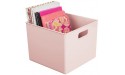 mDesign Plastic Cube Storage Bins Organizer Basket Containers w Handles for Organizing Play Room Home Office Closet Shelf Nursery for Toys Clothes Ligne Collection 4 Pack Light Pink Blush - BWSFTDDWU