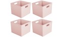 mDesign Plastic Cube Storage Bins Organizer Basket Containers w Handles for Organizing Play Room Home Office Closet Shelf Nursery for Toys Clothes Ligne Collection 4 Pack Light Pink Blush - BWSFTDDWU