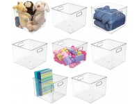 mDesign Plastic Home Storage Drawer Organizer Basket Bin for Cube Furniture Shelving in Office Closet Bedroom Laundry Room Nursery Kids Toy Room Shelf Ligne Collection 8 Pack Clear - BWKGK5FRM