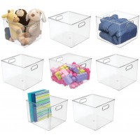 mDesign Plastic Home Storage Drawer Organizer Basket Bin for Cube Furniture Shelving in Office Closet Bedroom Laundry Room Nursery Kids Toy Room Shelf Ligne Collection 8 Pack Clear - BWKGK5FRM