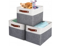 MeCids Storage Bins 3-Piece Packs Collapsible Fabric Large Storage Baskets Bins Organizers and Storage for Closet Shelves Toy Office Nursery – Large Medium & Small Sizes - BFZAD383O