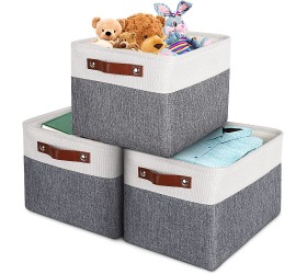 MeCids Storage Bins 3-Piece Packs Collapsible Fabric Large Storage Baskets Bins Organizers and Storage for Closet Shelves Toy Office Nursery – Large Medium & Small Sizes - BFZAD383O