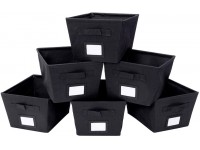 MustQ Storage Cubes Bins Baskets Containers with Dual Handles Foldable Set of 6 Black - BRTW0CRFI
