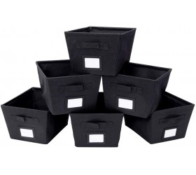 MustQ Storage Cubes Bins Baskets Containers with Dual Handles Foldable Set of 6 Black - BRTW0CRFI