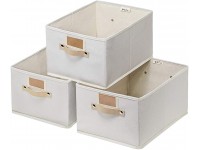 OLLVIA Large Baskets for Organizing 3 Pack Decorative Storage Boxes for Shelves Rectangle Closet Baskets Box Foldable Sturdy Storage Basket with Handle for Nursery Home|Office - BKZQ19AIF