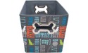 Paw Prints Fabric Pet Toy Bin Wordplay Design 14.75 x 10 x 10.75 Inches 37409 - BZBQGD80V