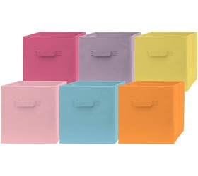 Pomatree 13x13x13 Inch Storage Cubes 6 Pack Fun Colored Large Storage Bins | Dual Handles | Foldable Cube Baskets for Home Kids Room Closet and Toys Organization | Fabric Cube Bin Colorful - BSJC4UAIK