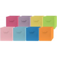 Pomatree Fabric Storage Bins 8 Pack Fun Colored Durable Storage Cubes | 2 Reinforced Handles | Foldable Cube Baskets for Home Kids Room Nursery and Playroom | Closet and Toys Organization - BRDAKWXWO
