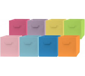 Pomatree Fabric Storage Bins 8 Pack Fun Colored Durable Storage Cubes | 2 Reinforced Handles | Foldable Cube Baskets for Home Kids Room Nursery and Playroom | Closet and Toys Organization - B5I4K7AS0