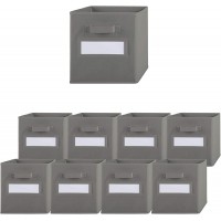 Pomatree Storage Bins 9 Pack Durable Storage Cubes with Label Window | 2 Reinforced Handles | Fabric Cube Baskets for Organizing Closet Clothes and Toys | Foldable Shelves Organizer Grey - B0IQRHIO8