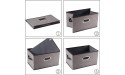 PRANDOM Large Foldable Storage Bins for Shelves [3-Pack] Decorative Linen Fabric Storage Baskets Cubes with Leather Metal Handles for Closet Nursery Office Grey and Black Trim 14.9x9.8x8.3 Inch - BKPKJUZHC