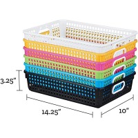 Really Good Stuff Plastic Desktop Paper Storage Baskets for Classroom or Home Use – Plastic Mesh Baskets in Neutral Colors – 14.25” x 10” – Set of 4 - B5CGJVM82