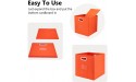 Robuy Foldable Cube Storage Bins,4 Pack Fabric storage Boxes with Dual Metal Handles For Home,Closet,Bedroom,Drawer Organizers.Orange 13x13x13 inch - BB7A4T1I4